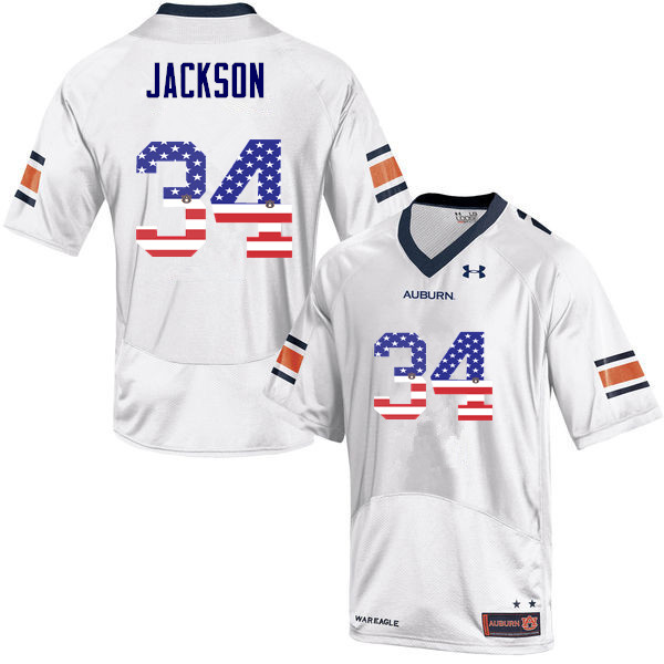 Auburn Tigers Men's Bo Jackson #34 White Under Armour Stitched College USA Flag Fashion NCAA Authentic Football Jersey FLL7474SG